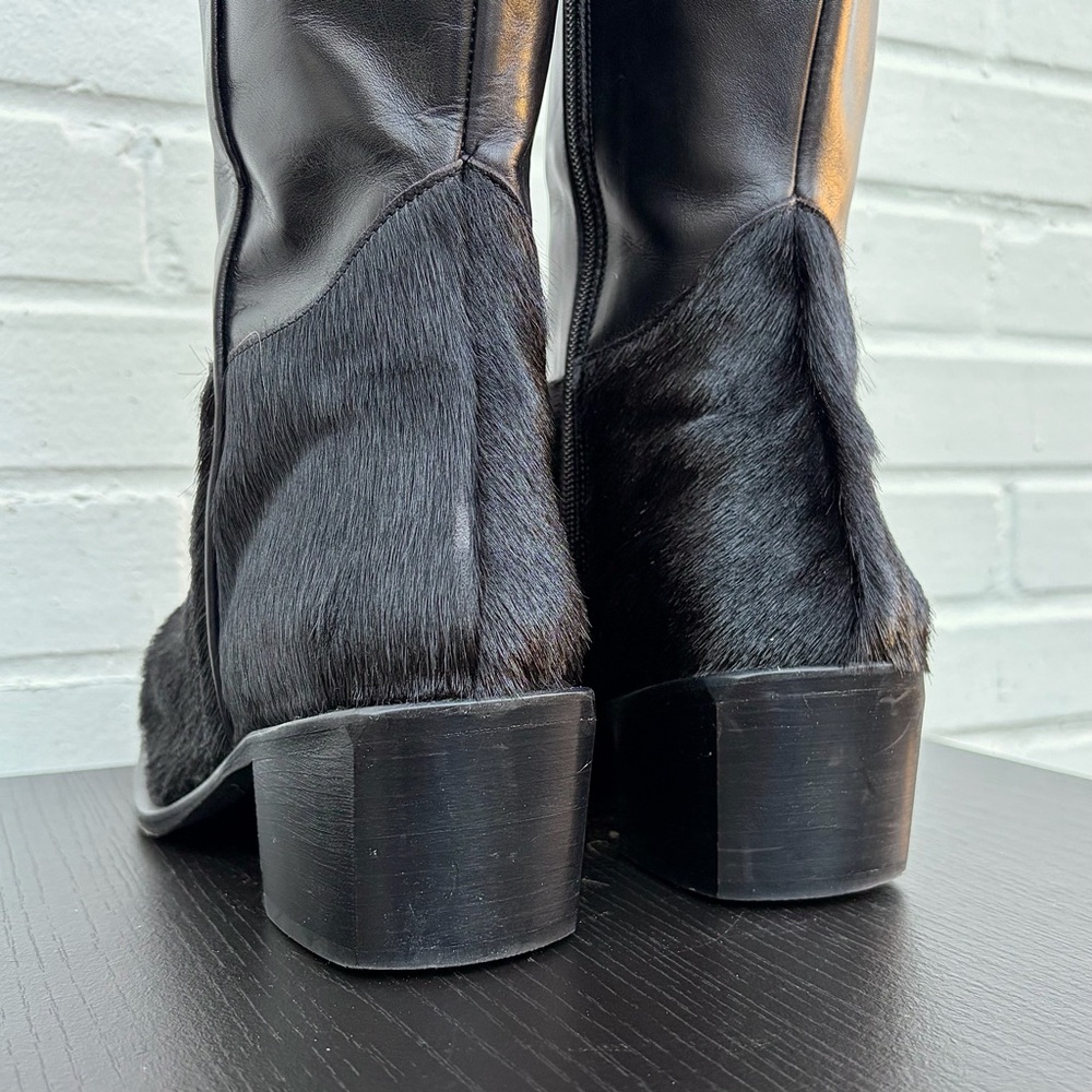 VTG Aquatalia Mixed-Media Leather Snakeskin & Calf Hair Boots, SZ 8 MSRP $695 - Picture 7 of 11